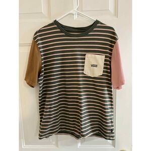 VANS mens retro striped color block t-shirt medium